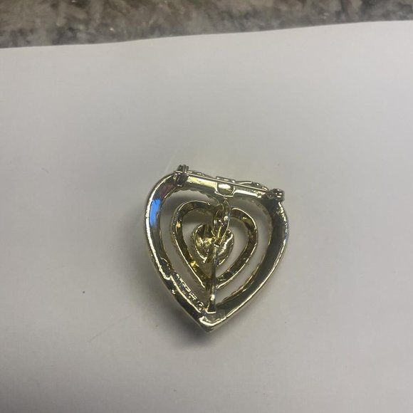 Vintage - Signed Gerry’s - Brooch Pin Gold Tone - Heart - Picture 4 of 10